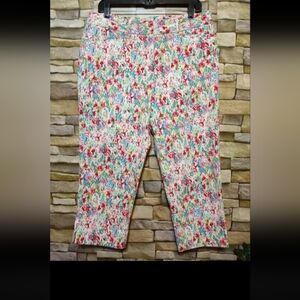 2.  🌺Pretty SZ 14 Colorful Watercolor Capris Cassmode NY